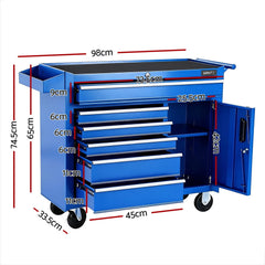 Giantz 6 Drawer Tool Chest Trolley Cabinet Cart Toolbox Storage Organiser Wheels