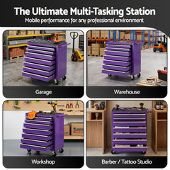 Giantz 7-Drawer Tool Chest Trolley Cabinet Toolbox Heavy Duty Garage Storage Organiser Purple