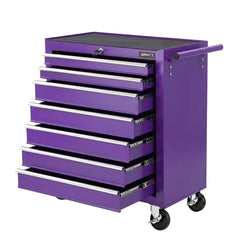 Giantz 7-Drawer Tool Chest Trolley Cabinet Toolbox Heavy Duty Garage Storage Organiser Purple