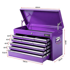 Giantz 9-Drawer Tool Cabinet Chest Toolbox Heavy Duty Garage Storage Organiser Purple