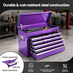 Giantz 9-Drawer Tool Cabinet Chest Toolbox Heavy Duty Garage Storage Organiser Purple