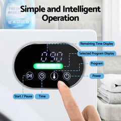 Devanti 6kg Tumble Dryer, Intelligent Touch Screen Clothes Dryer with 4 Drying Modes Stainless Steel Drum, 54x60x67.5cm