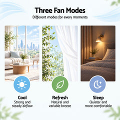Devanti Tower Fan with Remote Control, 3 Speed 3 Mode 7.5h Timer, White