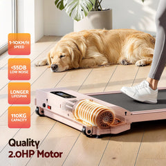Everfit 3 in 1 Walking Pad Treadmill 12% Incline Under Desk Treadmills for Home Gym With 38cm Wide Belt Pink
