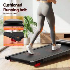 Everfit Treadmill Electric Walking Pad Incline Under Desk Home Gym 380mm Black