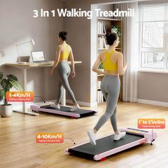 Everfit Treadmill Electric Walking Pad Incline Under Desk Home Gym 380mm Pink