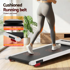Everfit Treadmill Electric Walking Pad Incline Under Desk Home Gym 380mm White
