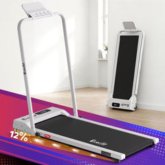 Everfit 3 in 1 Walking Pad Treadmill 12% Incline Foldable Under Desk Treadmills for Home Gym With 38cm Wide Belt White