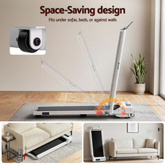 Everfit 3 in 1 Walking Pad Treadmill 12% Incline Foldable Under Desk Treadmills for Home Gym With 38cm Wide Belt White