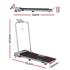 Everfit 3 in 1 Walking Pad Treadmill 12% Incline Under Desk Foldable for Home With 38cm Belt Silver