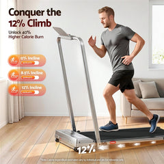 Everfit 3 in 1 Walking Pad Treadmill 12% Incline Under Desk Foldable for Home With 38cm Belt Silver