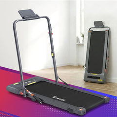Everfit 2 in 1 Treadmill Electric Walking Pad Under Desk Home Gym Fitness 400mm Grey