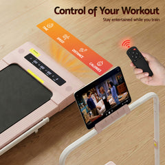 Everfit 2 in 1 Treadmill Electric Walking Pad Under Desk Home Gym Fitness 400mm Pink