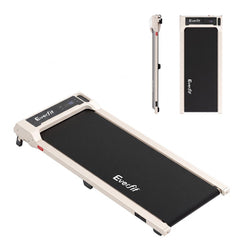 Everfit 3 in 1 Walking Pad Treadmill 12% Incline Under Desk Treadmills for Home Gym 40cmBelt Beige