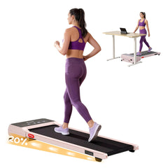 Everfit 3 in 1 Walking Pad Treadmill 20% Auto Incline Under Desk Treadmills for Home Gym With 40cm Wide Belt Pink