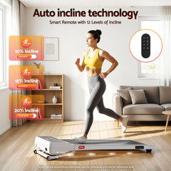 Everfit 3 in 1 Walking Pad Treadmill 20% Auto Incline Under Desk Treadmills for Home Gym With 40cm Wide Belt White