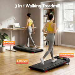 Everfit 3 in 1 Treadmill Electric Walking Pad with Incline Under Desk Home Gym Black