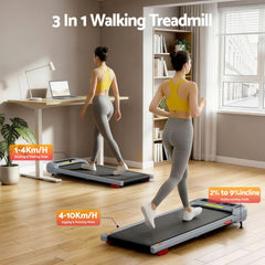 Everfit 3 in 1 Treadmill Electric Walking Pad with Incline Under Desk Home Gym Grey