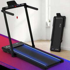 Everfit 3 in 1 Walking Pad Treadmill With Led Lights Foldable Under Desk Treadmills for Home Gym 40cm Wide Belt Black
