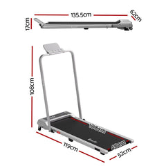 Everfit 3 in 1 Walking Pad Treadmill 12% Incline Foldable Under Desk Treadmills for Home Gym With 40cm Wide Belt Silver