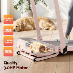 Everfit 3 in 1 Walking Pad Treadmill 20% Auto Incline Under Desk Foldable Treadmills for Home With 40cm Wide Belt Pink