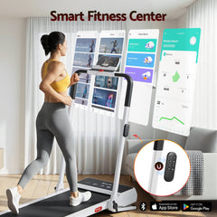 Everfit 3 in 1 Walking Pad Treadmill 20% Auto Incline Under Desk Foldable Treadmills for Home With 40cm Wide Belt White