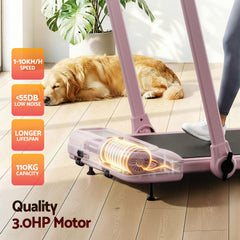 Everfit 3 in 1 Treadmill Electric Walking Pad with Incline Foldable for Home Gym Pink