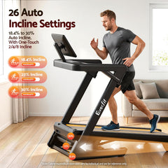 Everfit 500mm Wide Belt Treadmill 30% Auto Incline Foldable Treadmills for Home with LED Lights