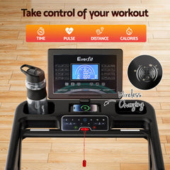 Everfit 500mm Wide Belt Treadmill 30% Auto Incline Foldable Treadmills for Home with LED Lights