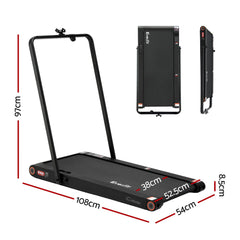 Everfit 4 in 1 Vibration Walking Pad Treadmill Under Desk Treadmills for Home Gym with App Control 380mm Black