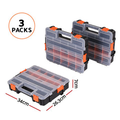 Giantz 3 Pack Tool Box Organizer with Hardware Storage Box for Small Parts