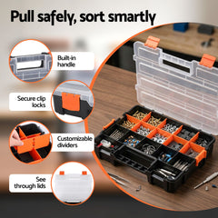 Giantz 3 Pack Tool Box Organizer with Hardware Storage Box for Small Parts