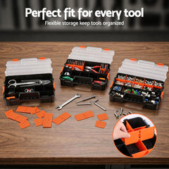 Giantz 3 Pack Tool Box Organizer with Hardware Storage Box for Small Parts