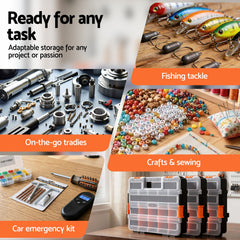Giantz 3 Pack Tool Box Organizer with Hardware Storage Box for Small Parts