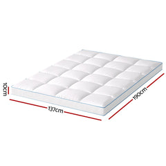 Giselle Bedding 1500GSM Bamboo Pillowtop Mattress Topper 10cm Thick Pad for Back Pain Relief, High Loft Cooling Underlay for Dorm & Guest Bed, 45cm Deep Pocket Double