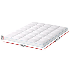 Giselle Bedding 1500GSM Bamboo Pillowtop Mattress Topper 10cm Thick Pad for Back Pain Relief, High Loft Cooling Underlay for Dorm & Guest Bed, 45cm Deep Pocket Queen