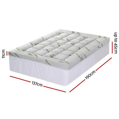 Giselle Bedding 1500GSM Pillowtop Mattress Topper Bamboo Mattress Pad for Back Pain Relief Washable 11cm Thick Bed Cover with 45cm Deep Pocket Double