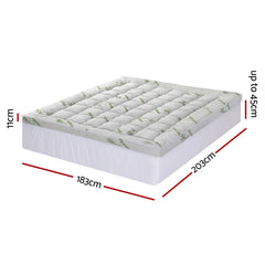 Giselle Bedding 1500GSM Pillowtop Mattress Topper Bamboo Mattress Pad for Back Pain Relief Washable 11cm Thick Bed Cover with 45cm Deep Pocket King