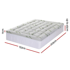Giselle Bedding 1500GSM Pillowtop Mattress Topper Bamboo Mattress Pad for Back Pain Relief Washable 11cm Thick Bed Cover with 45cm Deep Pocket Queen