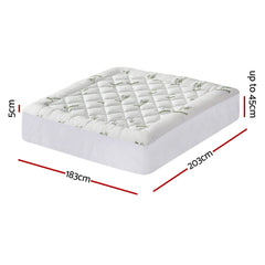 Giselle Bedding 5cm Pillowtop Mattress Topper 1000GSM Thick Soft Bamboo Cooling Pad for Back Pain Relief & Guest Bed, Washable Overfilled Cover with 45cm Deep Pocket King