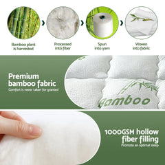 Giselle Bedding 5cm Pillowtop Mattress Topper 1000GSM Thick Soft Bamboo Cooling Pad for Back Pain Relief & Guest Bed, Washable Overfilled Cover with 45cm Deep Pocket King