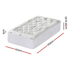 Giselle Bedding 5cm Pillowtop Mattress Topper 1000GSM Thick Soft Bamboo Cooling Pad for Back Pain Relief & Guest Bed, Washable Overfilled Cover with 45cm Deep Pocket King Single