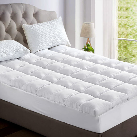 Giselle Bedding 5cm Bamboo Pillowtop Mattress Topper 1000GSM Mattress Pad for Back Pain Relief Washable Breathable Protector with 45cm Deep Pocket Queen