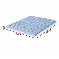 Giselle Bedding Pillowtop Mattress Topper 5cm Reversible Cooling & Soft Coral Fleece Pad for Back Pain Relief, Washable Skin-friendly Bed Protector with 45cm Deep Pocket Queen