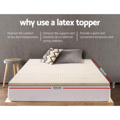 Giselle Bedding Latex Mattress Topper, 5cm Thick Cooling Bed Pad for Side Sleepers Pain Relief, 7 Zone Foldable Mat with Washable Cover for Guest Room Bedroom Double