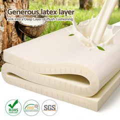 Giselle Bedding Latex Mattress Topper, 7.5cm Thick 7-Zone Pressure Relief Bed Pad with Washable Cover, Cooling Breathable Mat for Side Sleepers & Back Pain, Beige Double