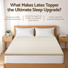 Giselle Bedding Latex Mattress Topper, 5cm Thick Cooling Bed Pad for Side Sleepers Pain Relief, 7 Zone Foldable Mat with Washable Cover for Guest Room Bedroom King