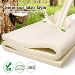 Giselle Bedding Latex Mattress Topper, 5cm Thick Cooling Bed Pad for Side Sleepers Pain Relief, 7 Zone Foldable Mat with Washable Cover for Guest Room Bedroom King