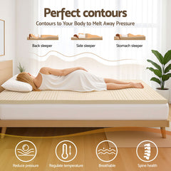 Giselle Bedding Latex Mattress Topper, 5cm Thick Cooling Bed Pad for Side Sleepers Pain Relief, 7 Zone Foldable Mat with Washable Cover for Guest Room Bedroom King