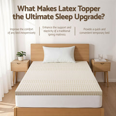 Giselle Bedding Latex Mattress Topper, 7.5cm Thick 7-Zone Pressure Relief Bed Pad with Washable Cover, Cooling Breathable Mat for Side Sleepers & Back Pain, Beige Single